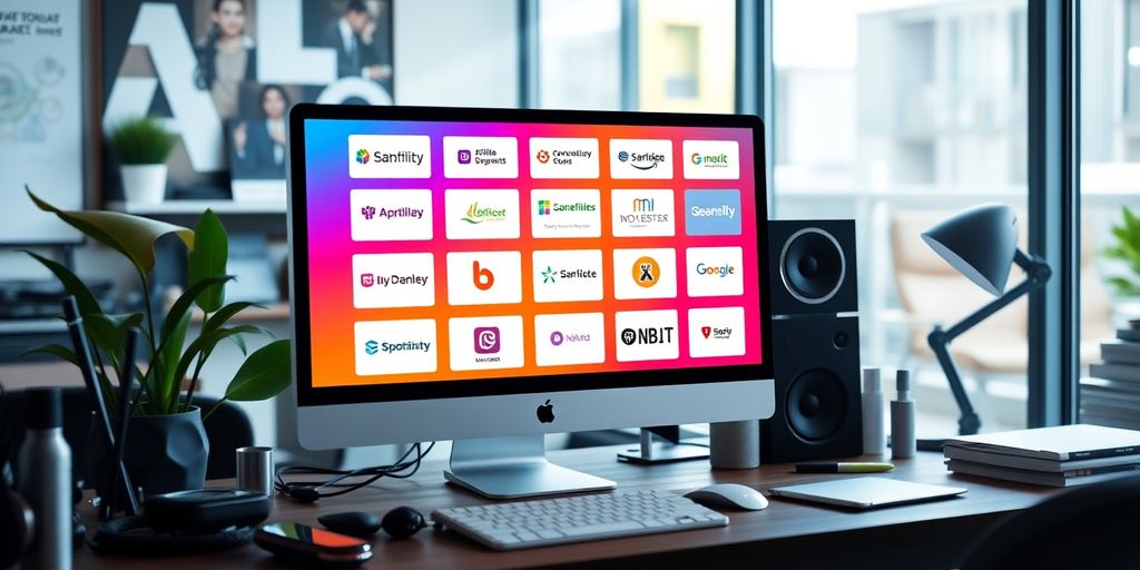 Computer screen showing affiliate marketing platforms in a workspace.