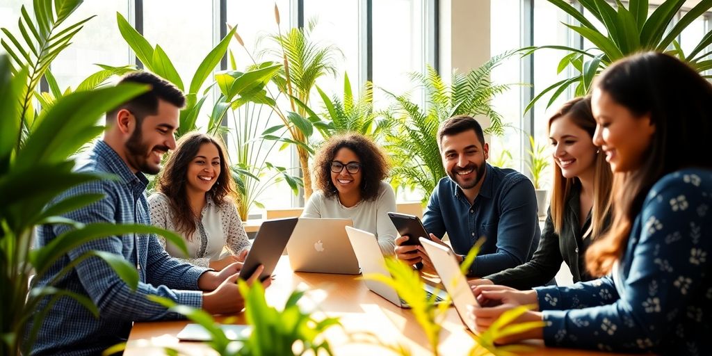 People working with computers, earning money
