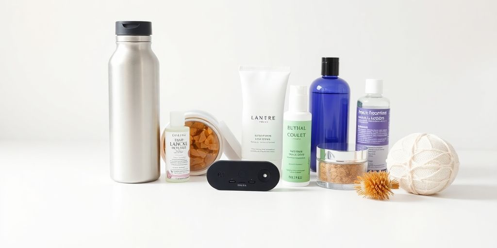 Assorted products on a clean, bright white background.